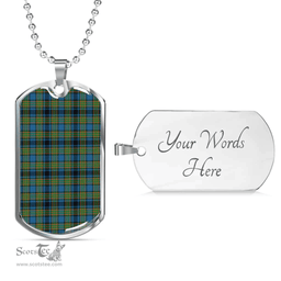 Scottish Gillies Ancient Clan Tartan Dog Tag Necklace - Classic Scottish Plaid Tartan Plaid