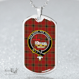 ScottishPlaid MacDonald of Belfinlay Modern Clan Tartan Dog Tag Necklace - Crest Classic Scottish Plaid Tartan Plaid