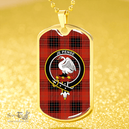 ScottishPlaid Wemyss Ancient Clan Tartan Dog Tag Necklace - Crest Classic Scottish Plaid Tartan Plaid