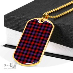 Scottish Brown Modern Clan Tartan Dog Tag Necklace - Classic Scottish Plaid Tartan Plaid