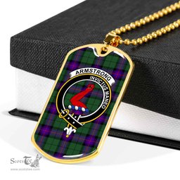 Scottish Armstrong Clan Tartan Dog Tag Necklace - Crest Classic Scottish Plaid Tartan Plaid