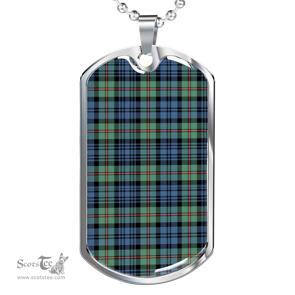 Scottish MacKinlay Ancient Clan Tartan Dog Tag Necklace - Classic Scottish Plaid Tartan Plaid