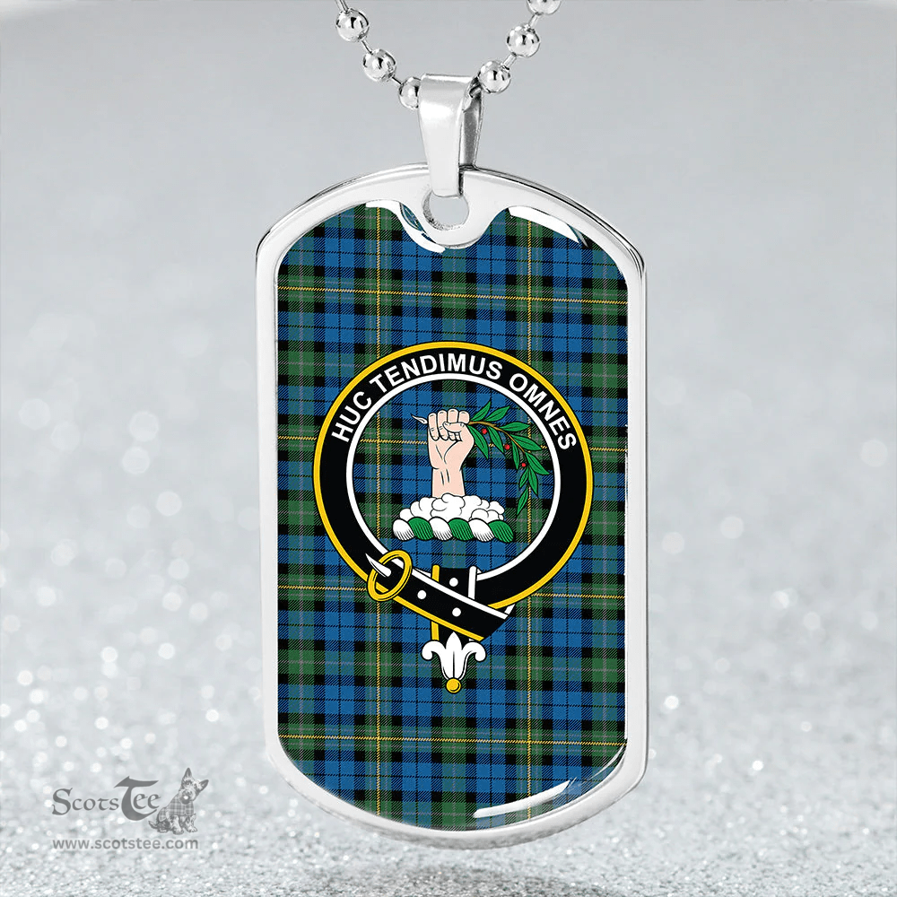 ScottishPlaid Paterson #2 Ancient Clan Tartan Dog Tag Necklace - Crest Classic Scottish Plaid Tartan Plaid
