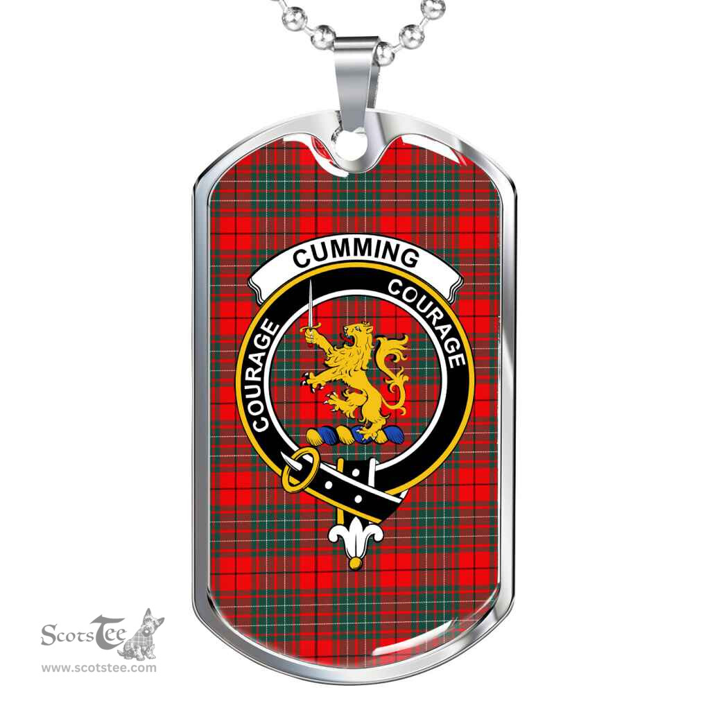 Scottish Cumming Clan Tartan Dog Tag Necklace - Crest Classic Scottish Plaid Tartan Plaid
