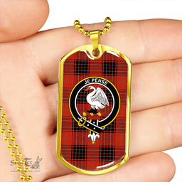 ScottishPlaid Wemyss Ancient Clan Tartan Dog Tag Necklace - Crest Classic Scottish Plaid Tartan Plaid