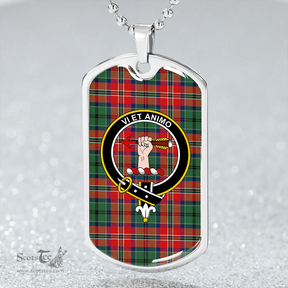 ScottishPlaid MacCulloch Modern Clan Tartan Dog Tag Necklace - Crest Classic Scottish Plaid Tartan Plaid
