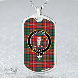 ScottishPlaid MacCulloch Modern Clan Tartan Dog Tag Necklace - Crest Classic Scottish Plaid Tartan Plaid