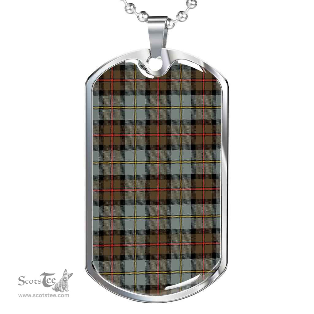 Scottish MacLeod of Harris Weathered Clan Tartan Dog Tag Necklace - Classic Scottish Plaid Tartan Plaid