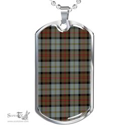 Scottish MacLeod of Harris Weathered Clan Tartan Dog Tag Necklace - Classic Scottish Plaid Tartan Plaid