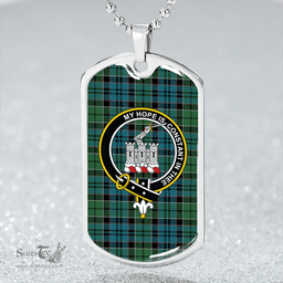 ScottishPlaid MacIsaac Ancient Clan Tartan Dog Tag Necklace - Crest Classic Scottish Plaid Tartan Plaid