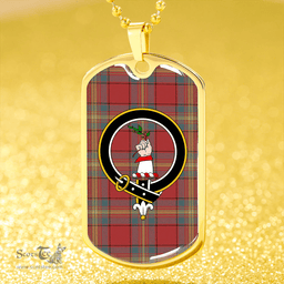 ScottishPlaid Oliver Weathered Clan Tartan Dog Tag Necklace - Crest Classic Scottish Plaid Tartan Plaid