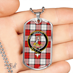 ScottishPlaid Wallace Dress (Wallas Dress) Clan Tartan Dog Tag Necklace - Crest Classic Scottish Plaid Tartan Plaid