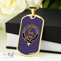 ScottishPlaid Rae Modern Clan Tartan Dog Tag Necklace - Crest Classic Scottish Plaid Tartan Plaid
