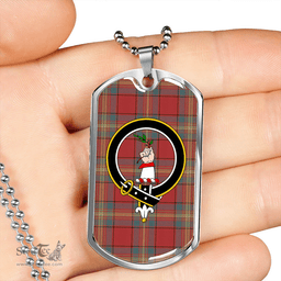 ScottishPlaid Oliver Weathered Clan Tartan Dog Tag Necklace - Crest Classic Scottish Plaid Tartan Plaid