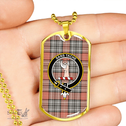ScottishPlaid Napier Rose Weathered Clan Tartan Dog Tag Necklace - Crest Classic Scottish Plaid Tartan Plaid