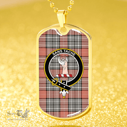 ScottishPlaid Napier Rose Weathered Clan Tartan Dog Tag Necklace - Crest Classic Scottish Plaid Tartan Plaid