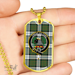 ScottishPlaid MacLaren Dress #2 Ancient Clan Tartan Dog Tag Necklace - Crest Classic Scottish Plaid Tartan Plaid