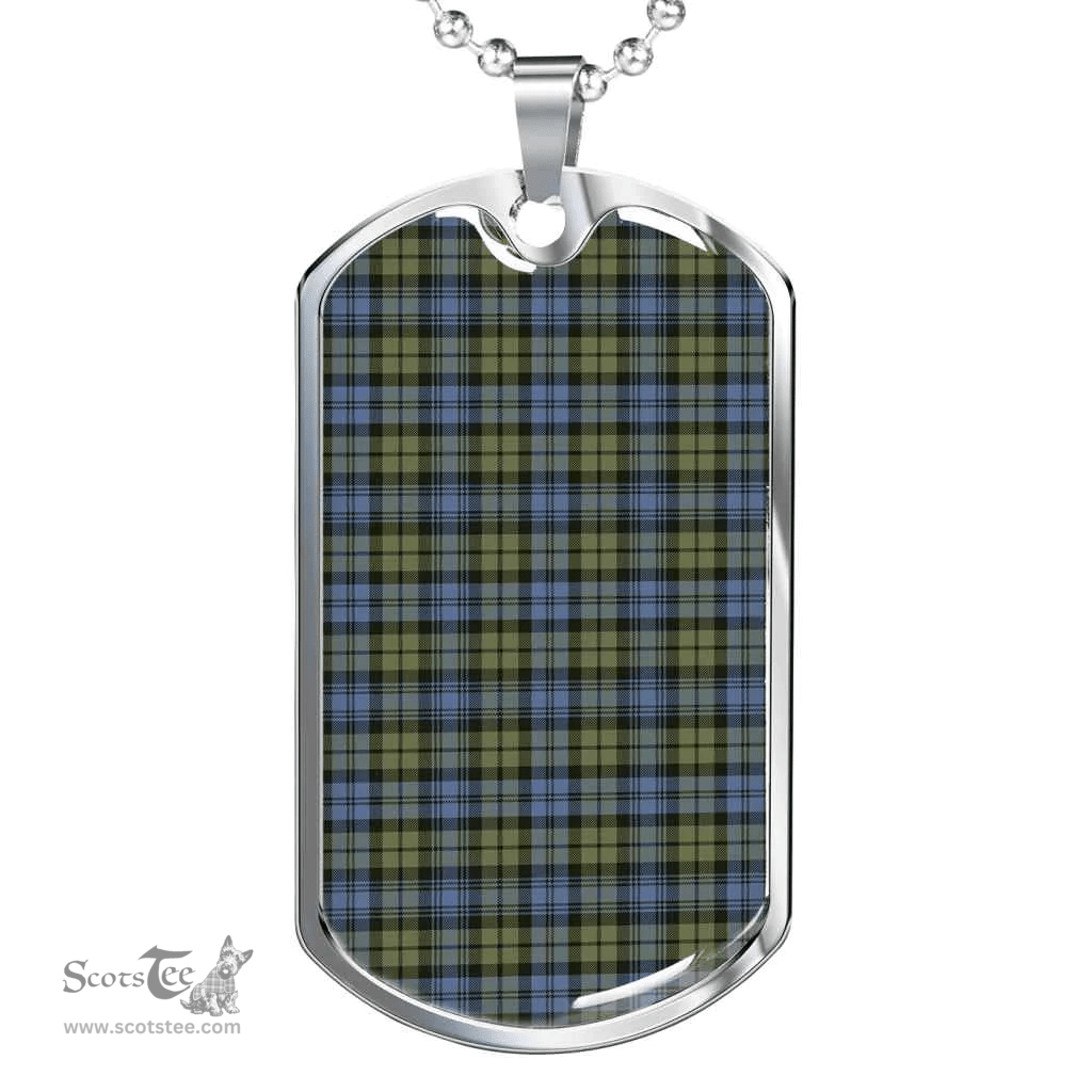 Scottish Campbell Faded Clan Tartan Dog Tag Necklace - Classic Scottish Plaid Tartan Plaid