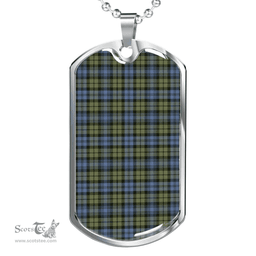Scottish Campbell Faded Clan Tartan Dog Tag Necklace - Classic Scottish Plaid Tartan Plaid
