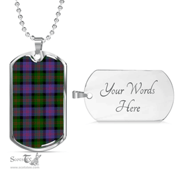 Scottish Blair Modern Clan Tartan Dog Tag Necklace - Classic Scottish Plaid Tartan Plaid