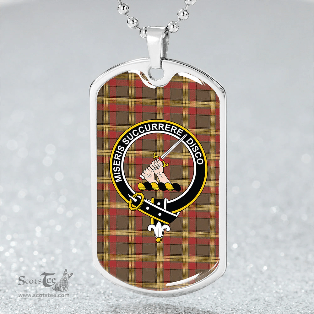 ScottishPlaid MacMillan Ancient (Clans Originaux) Weathered Clan Tartan Dog Tag Necklace - Crest Classic Scottish Plaid Tartan Plaid
