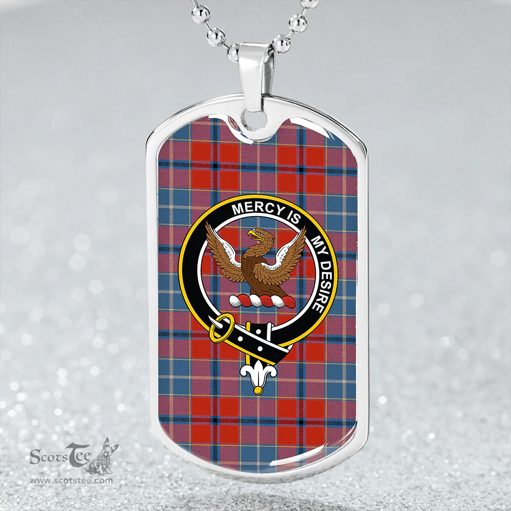 ScottishPlaid Wishart Dress Ancient Clan Tartan Dog Tag Necklace - Crest Classic Scottish Plaid Tartan Plaid