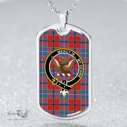 ScottishPlaid Wishart Dress Ancient Clan Tartan Dog Tag Necklace - Crest Classic Scottish Plaid Tartan Plaid