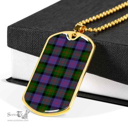 Scottish Blair Modern Clan Tartan Dog Tag Necklace - Classic Scottish Plaid Tartan Plaid