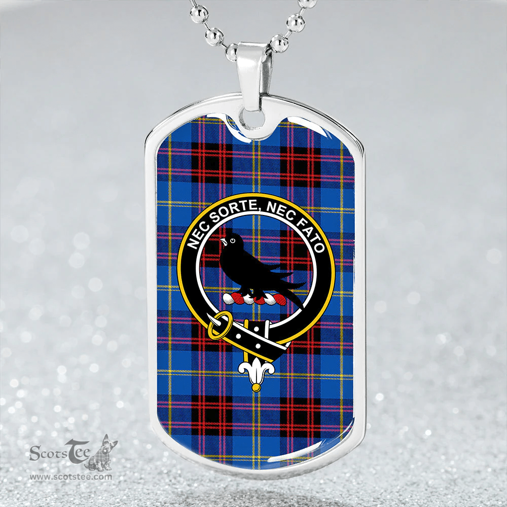 ScottishPlaid Rutherford Modern Clan Tartan Dog Tag Necklace - Crest Classic Scottish Plaid Tartan Plaid