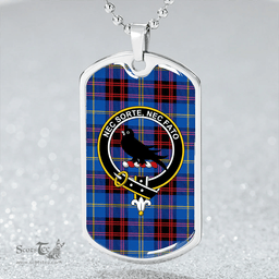 ScottishPlaid Rutherford Modern Clan Tartan Dog Tag Necklace - Crest Classic Scottish Plaid Tartan Plaid