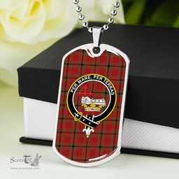 ScottishPlaid MacDonald of Belfinlay Modern Clan Tartan Dog Tag Necklace - Crest Classic Scottish Plaid Tartan Plaid