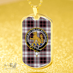 ScottishPlaid MacPherson of Pitmain Ancient Clan Tartan Dog Tag Necklace - Crest Classic Scottish Plaid Tartan Plaid