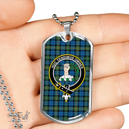 ScottishPlaid Paterson #2 Ancient Clan Tartan Dog Tag Necklace - Crest Classic Scottish Plaid Tartan Plaid