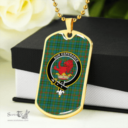 ScottishPlaid Moncrieffe of Atholl Ancient Clan Tartan Dog Tag Necklace - Crest Classic Scottish Plaid Tartan Plaid