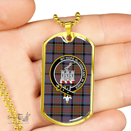 ScottishPlaid MacDonald of Clanranald #3 (Donald of Clanranald; #3) Ancient Clan Tartan Dog Tag Necklace - Crest Classic Scottish Plaid Tartan Plaid