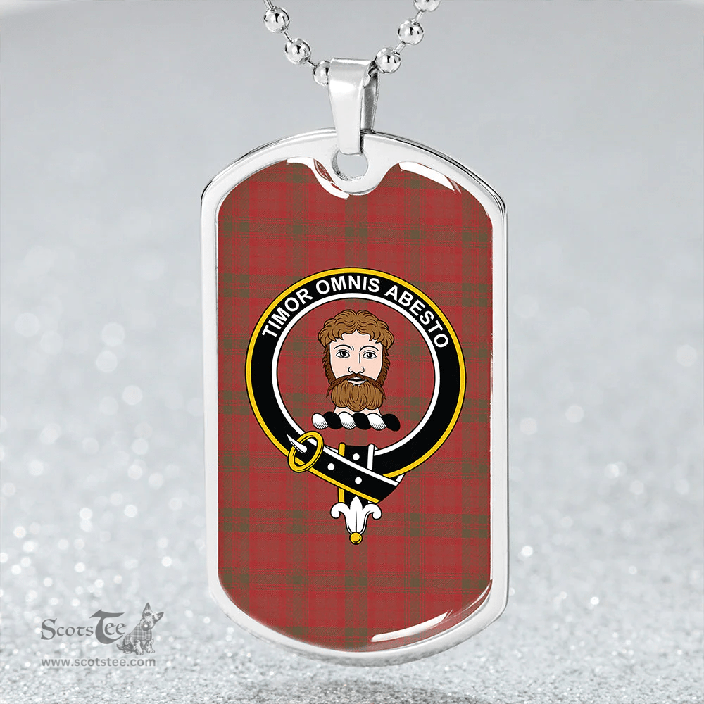 ScottishPlaid MacNab Weathered Clan Tartan Dog Tag Necklace - Crest Classic Scottish Plaid Tartan Plaid