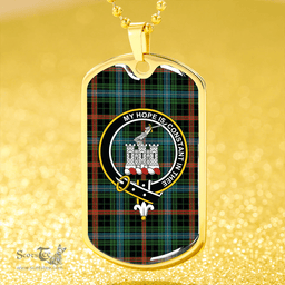ScottishPlaid MacKean Hunting Ancient Clan Tartan Dog Tag Necklace - Crest Classic Scottish Plaid Tartan Plaid