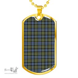 Scottish Campbell Faded Clan Tartan Dog Tag Necklace - Classic Scottish Plaid Tartan Plaid