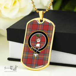 ScottishPlaid Oliver Weathered Clan Tartan Dog Tag Necklace - Crest Classic Scottish Plaid Tartan Plaid