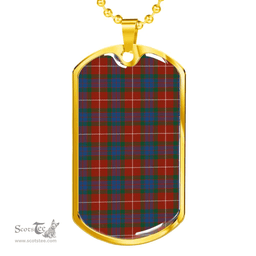 Scottish Fraser Ancient Clan Tartan Dog Tag Necklace - Classic Scottish Plaid Tartan Plaid