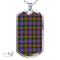 Scottish Carnegie Ancient Clan Tartan Dog Tag Necklace - Classic Scottish Plaid Tartan Plaid
