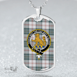 ScottishPlaid MacPherson Dress Green Clan Tartan Dog Tag Necklace - Crest Classic Scottish Plaid Tartan Plaid