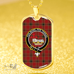ScottishPlaid MacDonald of Belfinlay Modern Clan Tartan Dog Tag Necklace - Crest Classic Scottish Plaid Tartan Plaid