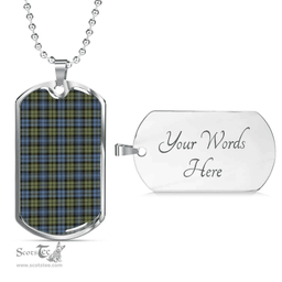 Scottish Campbell Faded Clan Tartan Dog Tag Necklace - Classic Scottish Plaid Tartan Plaid