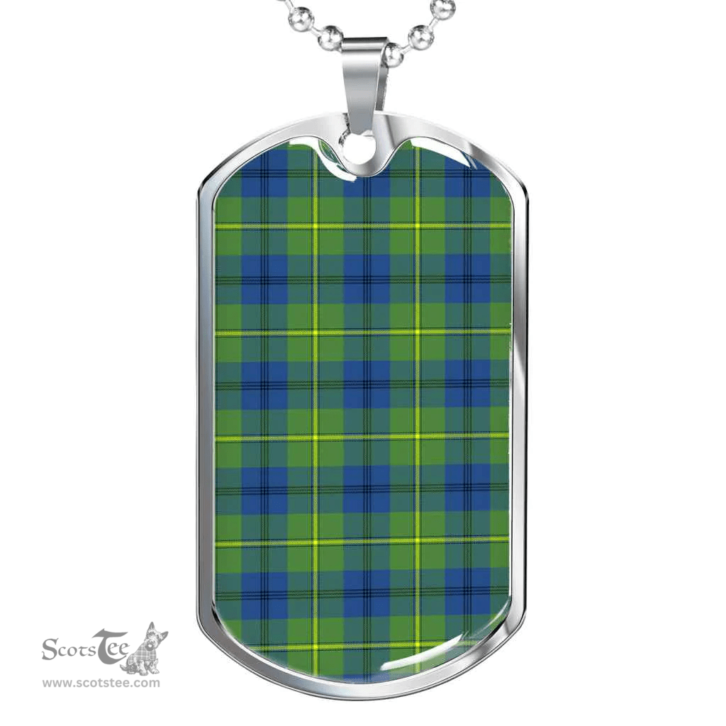 Scottish Johnston Ancient Clan Tartan Dog Tag Necklace - Classic Scottish Plaid Tartan Plaid