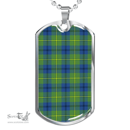 Scottish Johnston Ancient Clan Tartan Dog Tag Necklace - Classic Scottish Plaid Tartan Plaid
