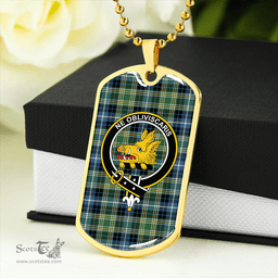 ScottishPlaid MacKellar Ancient Clan Tartan Dog Tag Necklace - Crest Classic Scottish Plaid Tartan Plaid
