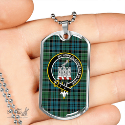 ScottishPlaid MacIsaac Ancient Clan Tartan Dog Tag Necklace - Crest Classic Scottish Plaid Tartan Plaid