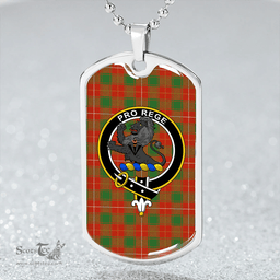 ScottishPlaid MacFie (MacPhee) Ancient Clan Tartan Dog Tag Necklace - Crest Classic Scottish Plaid Tartan Plaid