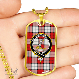 ScottishPlaid Wallace Dress (Wallas Dress) Clan Tartan Dog Tag Necklace - Crest Classic Scottish Plaid Tartan Plaid